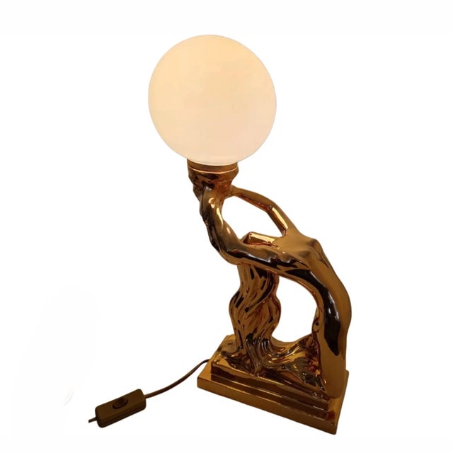 1970s Vintage Italian Art Deco Table Lamp, 1970s For Sale - Image 5 of 5