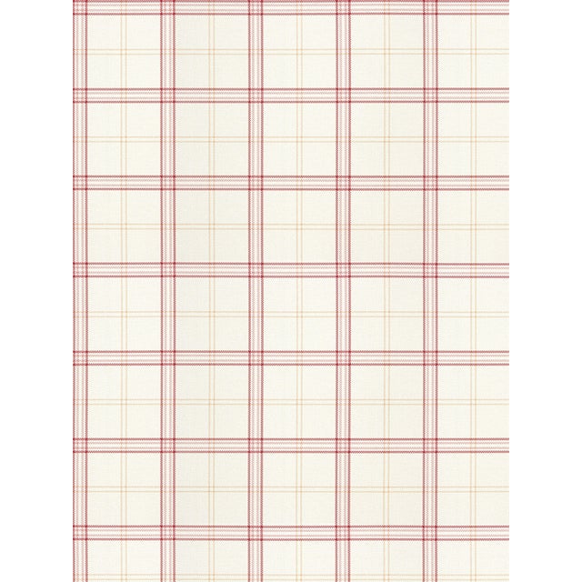 The House of Scalamandré Ezra Plaid Wallpaper, Strawberry For Sale