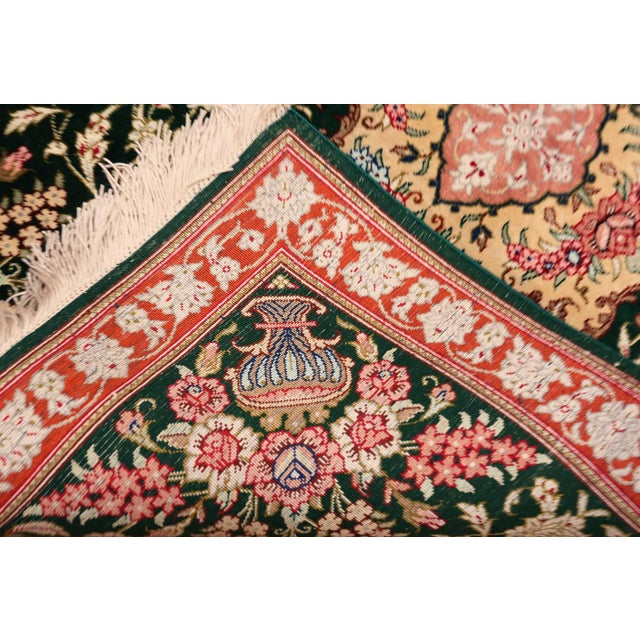 Nazmiyal Collection Vase Design Floral Vintage Persian Silk Qum Rug For Sale In New York - Image 6 of 6
