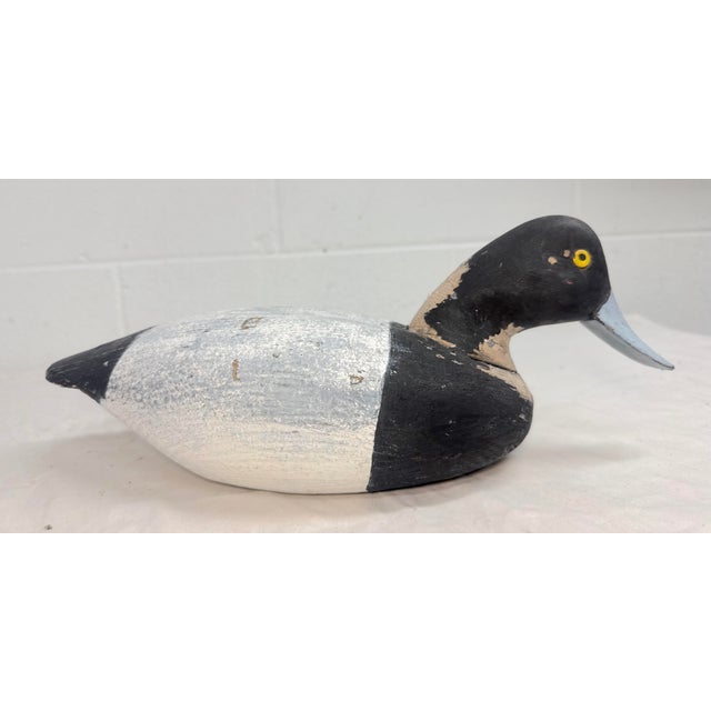 Up for sale is a wonderful vintage hand carved wooden bluebill duck decoy sculpture. It is beautifully carved with nice...