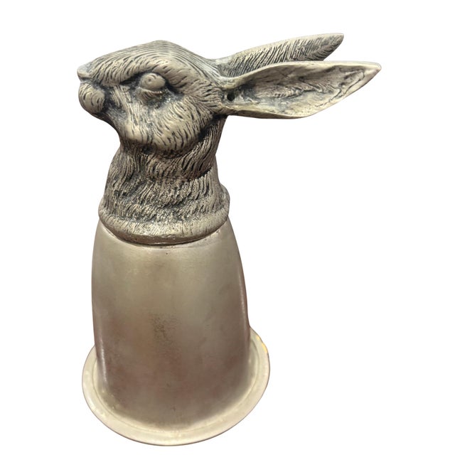 Gucci Vintage Gucci Silver-Tone Rabbit Hare Head Stirrup Cup For Sale - Image 4 of 7