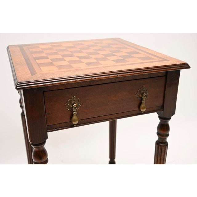 Brown Vintage English Walnut Chess Table, 1920 For Sale - Image 8 of 10
