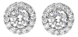 14K White Gold 3.0 Cttw Lab-Grown Diamond Hidden Halo Stud Earrings