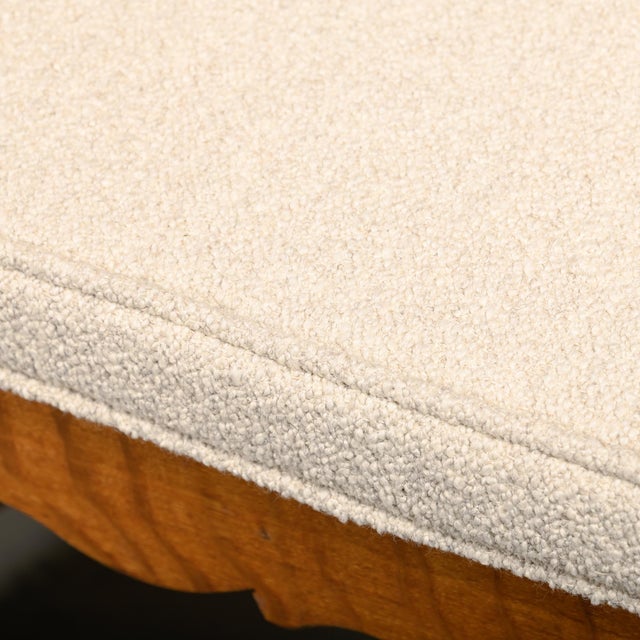 Scandinavian Hall Bench in Oak and Bouclé Cushion in the style of Henning Kjærnulf, 1960s For Sale - Image 14 of 16