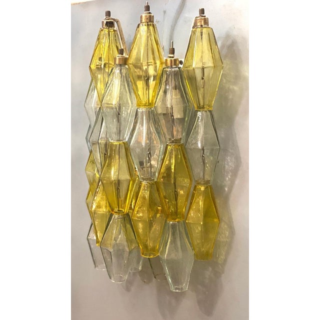 1980s Yellow and Clear Poliedri Sconces by Carlo Scarpa for Venini, 1980s For Sale - Image 5 of 15