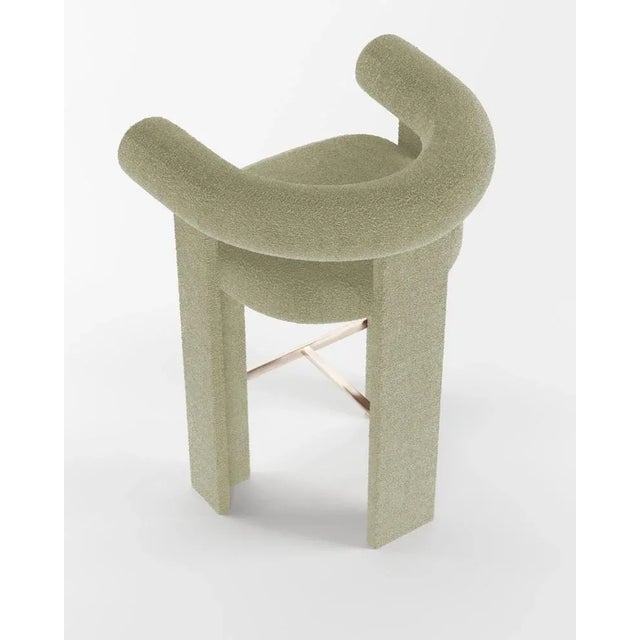 Contemporary Cassette Bar Chair in Bouclé Beige by Alter Ego For Sale - Image 3 of 5