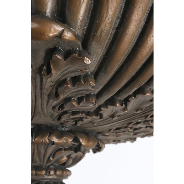 Mid 20th Century Neoclassical Bronze Painted Composition Plaster Basket Pendant Light For Sale - Image 13 of 15