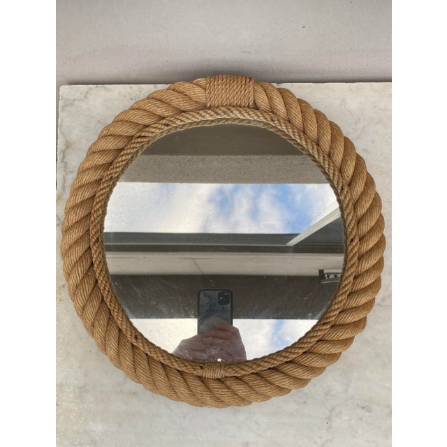 Round nautical rope mirror Audoux Minet, circa 1960. Size: 15 inches diameter.