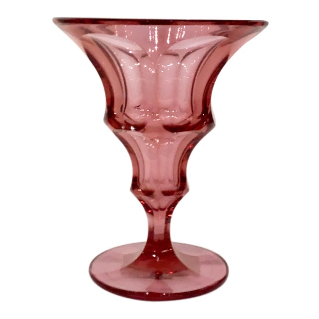 Antique Cut Art Glass Moser Crimson Vase For Sale
