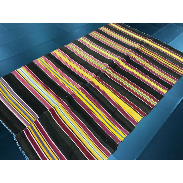 1960s Vintage Bohemian Turkish Traditional Stripe Kilim Rug- 4'9" x7'9" For Sale In Phoenix - Image 6 of 11