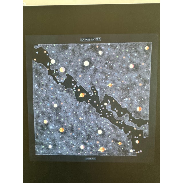 Authentic Oigional Hermès “La Voie Lactée” Framed Art Print in Gold Frame Art Advirtisement For Sale In Miami - Image 6 of 6