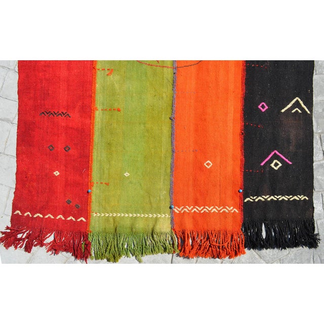 Vintage Turkish Rug Hand Woven Tribal Kilim Tapestry Area Rug Wall Decor - 4′2″ × 6′4″ For Sale - Image 11 of 13