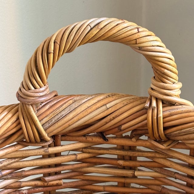 Vintage French-Style Basket W/ Twisted Rim and Double Handles For Sale - Image 10 of 12