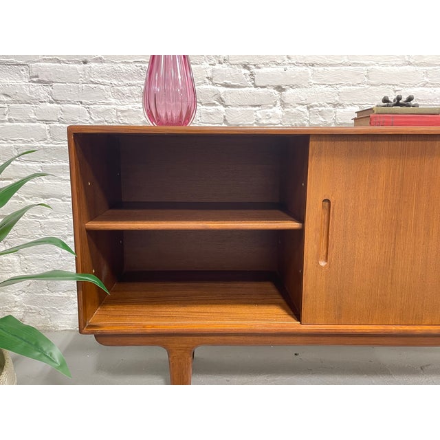 2020s Mid Century Modern Styled Teak Credenza | Scandinavian Media Console | Handmade Reclaimed Wood Sideboard For Sale - Image 5 of 14