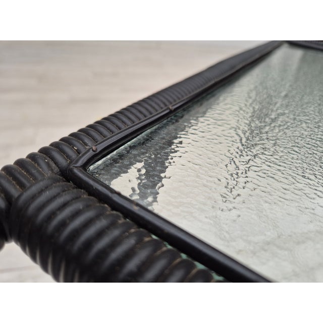 Vintage Scandinavian Side Table in Glass with Brass Wheels, 1970s For Sale - Image 15 of 17