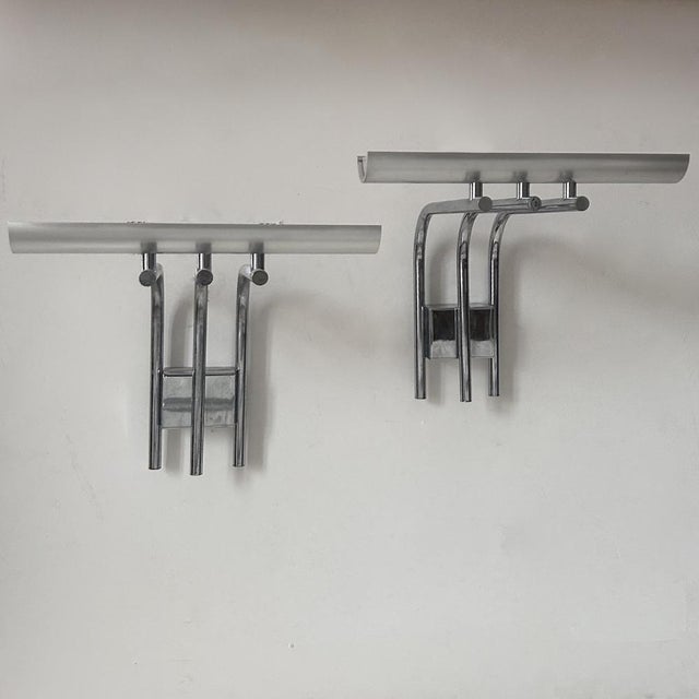 Silver Vintage Studio Wall Lighting in Chrome Metal, 1978, Set of 2 For Sale - Image 8 of 12