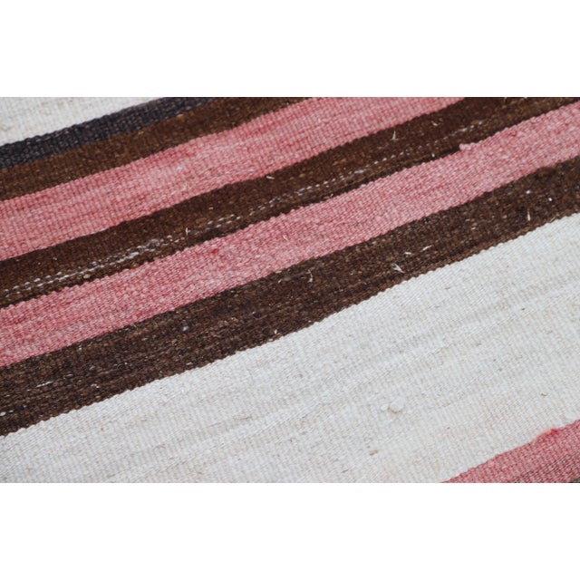 1970s Antique Cream Striped Small Rug For Sale In Sacramento - Image 6 of 9