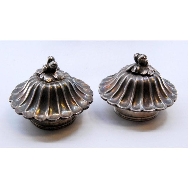 Silver Nave-Shaped Silver and Cut Glass Cruet with Mascarons and Hollow Feet, Set of 3 For Sale - Image 8 of 9