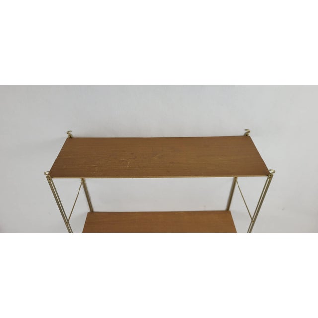 1960s String Shelf in Wood and Gold Metal, 1960s For Sale - Image 5 of 10