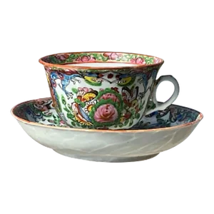 Famille Rose Canton Cup and Saucer 1890-1919