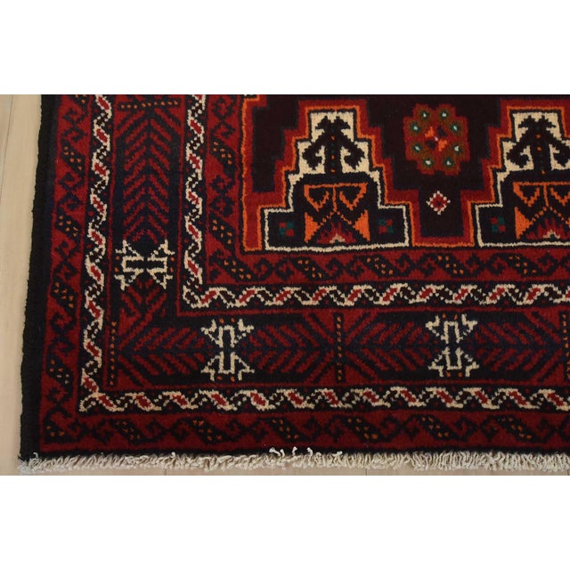 Baloch Rug 3’5” X 6’5” Brown Wool Vintage Tribal Hand-Knotted Oriental Carpet For Sale - Image 9 of 12