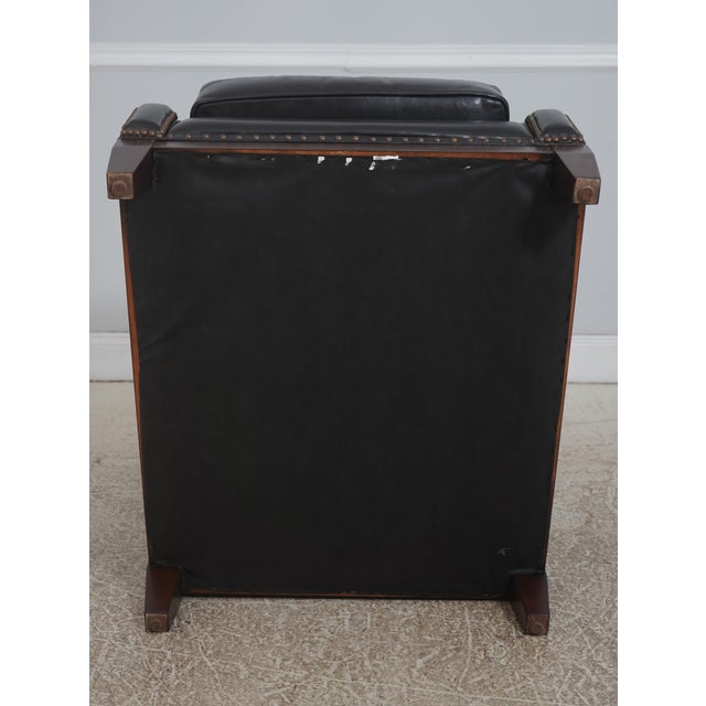 Frontgate Black Leather High Quality Club Wing Chair For Sale - Image 18 of 18