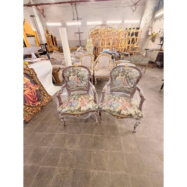 Early 19th Century Early 19th Century Mahogany Fauteuil Romeo & Juliet Tapestry Armchairs For Sale - Image 5 of 8