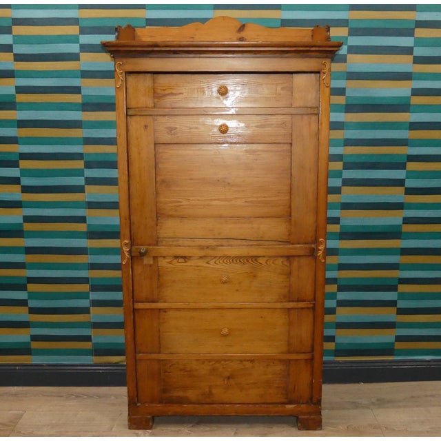 Tall Antique Biedermeier Wooden Pantry Cupboard For Sale - Image 5 of 18
