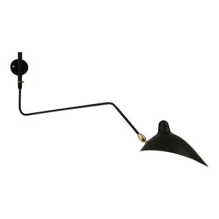 Mid-Century Modern Black Wall Lamp with Rotating Curved Arm by Serge Mouille For Sale