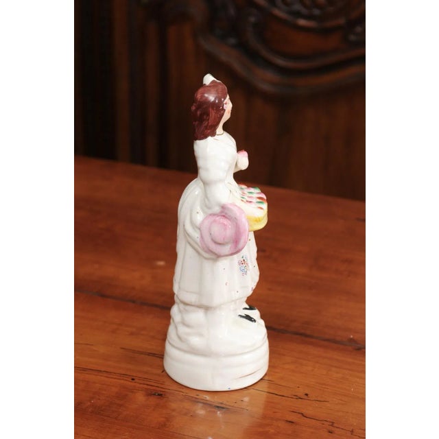 Ceramic Mid 20th Century Small English Porcelain Decorative Figurine Depicting Lady with Floral Basket For Sale - Image 7 of 12
