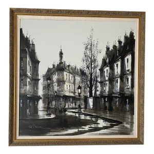 Gaston Pierre Original Oil on Canvas Paris Cityscape Painting Framed 41" X 41" Mint Condition Mid 20th Century