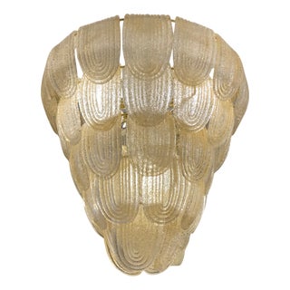 Art Deco Pendant Lamp in Gold Murano Glass For Sale