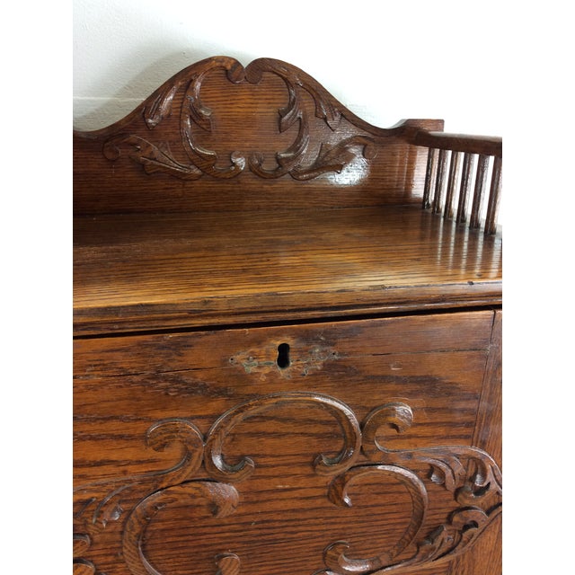 Wood Antique Oak Side by Side With Bookcase and Drop Front Writing Desk For Sale - Image 7 of 12