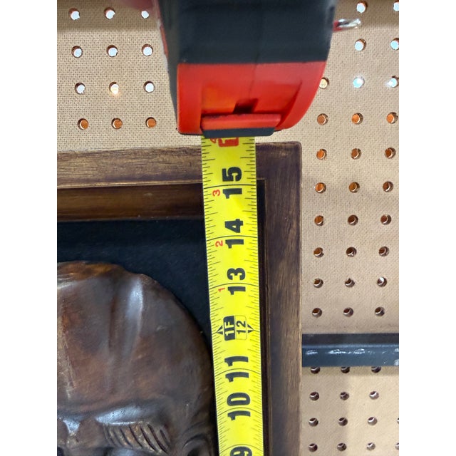 Japanese 1960s Wooden Carved Buddha Head Mask - Vintage Framed 12x15 For Sale - Image 4 of 4