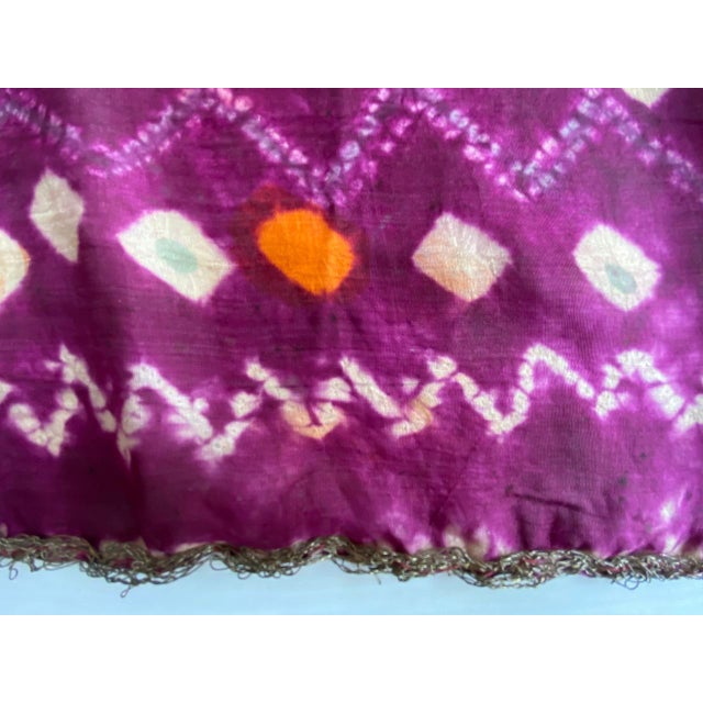 Tribal Antique Burnt Orange and Purple Silk Textile For Sale - Image 3 of 18