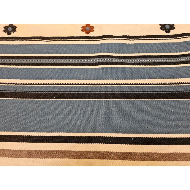 Vintage Southwestern Texcoco Saltillo Blanket Kilim, Mexican Deity Motif, Royal Blue, 4x6 For Sale - Image 16 of 16
