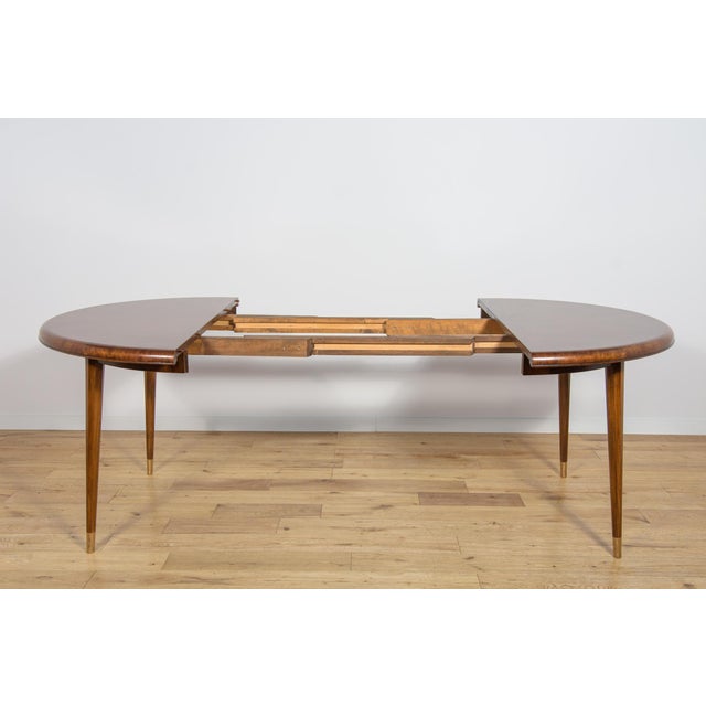 Art Deco Round Extendable Teak Dining Table, France, 1930s For Sale - Image 6 of 14