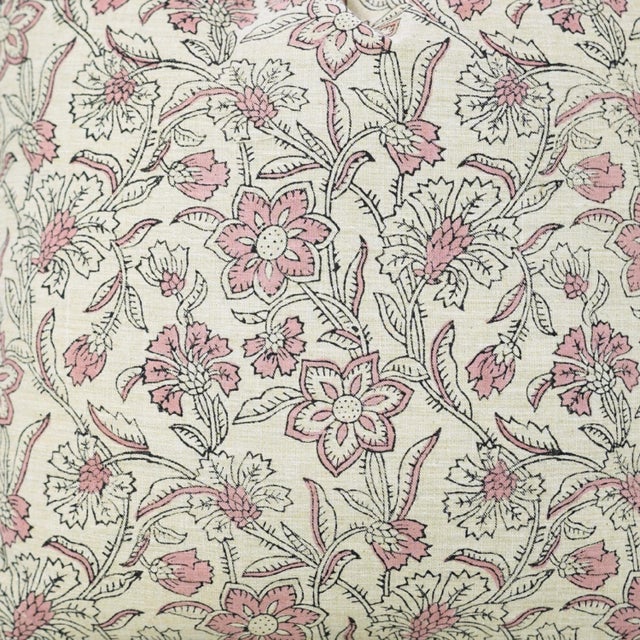Textile Fabdivine Jarul Block Print Pillow Cover 24x24 Inch Linen Blend Handmade Accent Cushion For Sale - Image 7 of 9