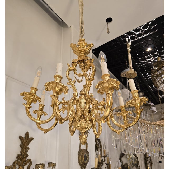 French French Style Elegance Gold Chandelier For Sale - Image 3 of 4