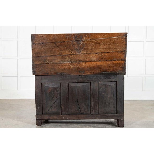 English Carved Oak Mule Chest, 1680 For Sale - Image 14 of 16