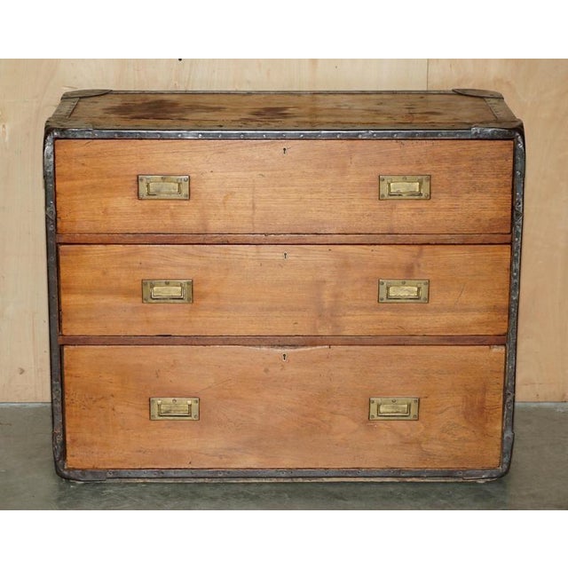 Campaign Oak Zinc Bound Chest of Drawers by Army & Navy C.S.L Makers, 1890 For Sale - Image 3 of 18