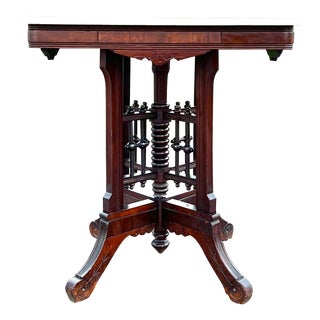 Antique Victorian Marble Top Walnut Side Table For Sale