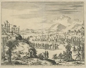 Roman Punishments of Mass Crucifixion Outside the City Wall, 1690, Paper