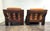 1970s Heavy Circa 1970 Oak and Cognac Leather French Club Chairs For Sale - Image 5 of 10