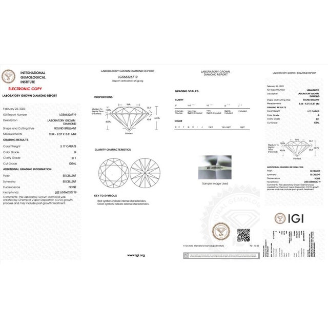 Metal Igi Certified 3.17 Carat 3 Stone Lab Grown Diamond Bezel Engagement Ring Size 6.75 For Sale - Image 7 of 8