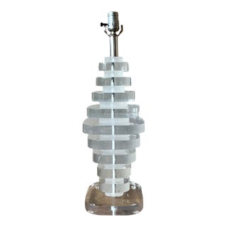 Vintage Boho Stacked Lucite Lamp For Sale