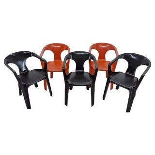 Mid-Century Stackable Chairs by Henry Massonnet, France, 1972, Set of 5 For Sale