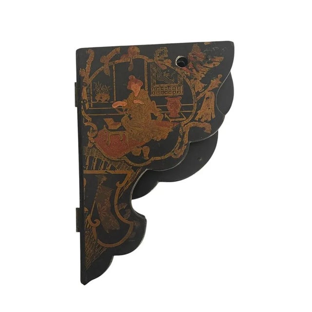 Wood Chinese Black Lacquer Shelf, 19th Century For Sale - Image 7 of 9