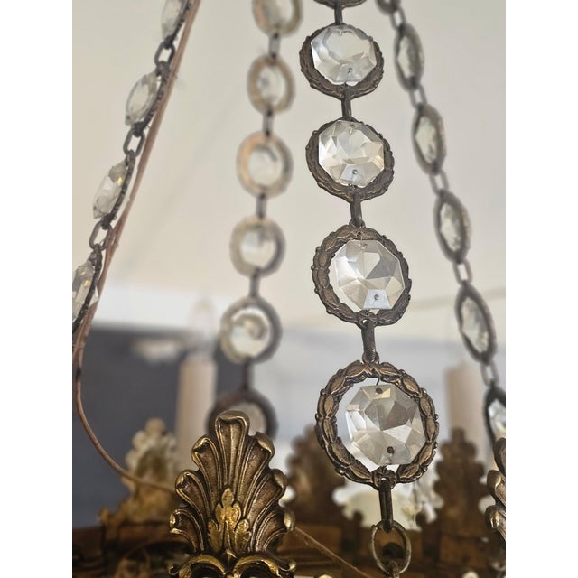 1930s French Empire Gilt Bronze and Crystal Chandelier With 8 Arms For Sale - Image 10 of 14