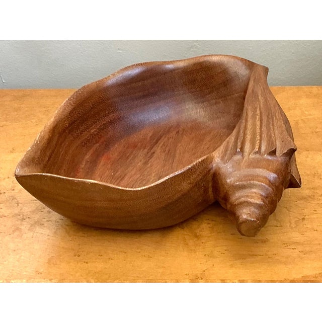 Vintage Carved Wood Shell Bowl For Sale - Image 11 of 16